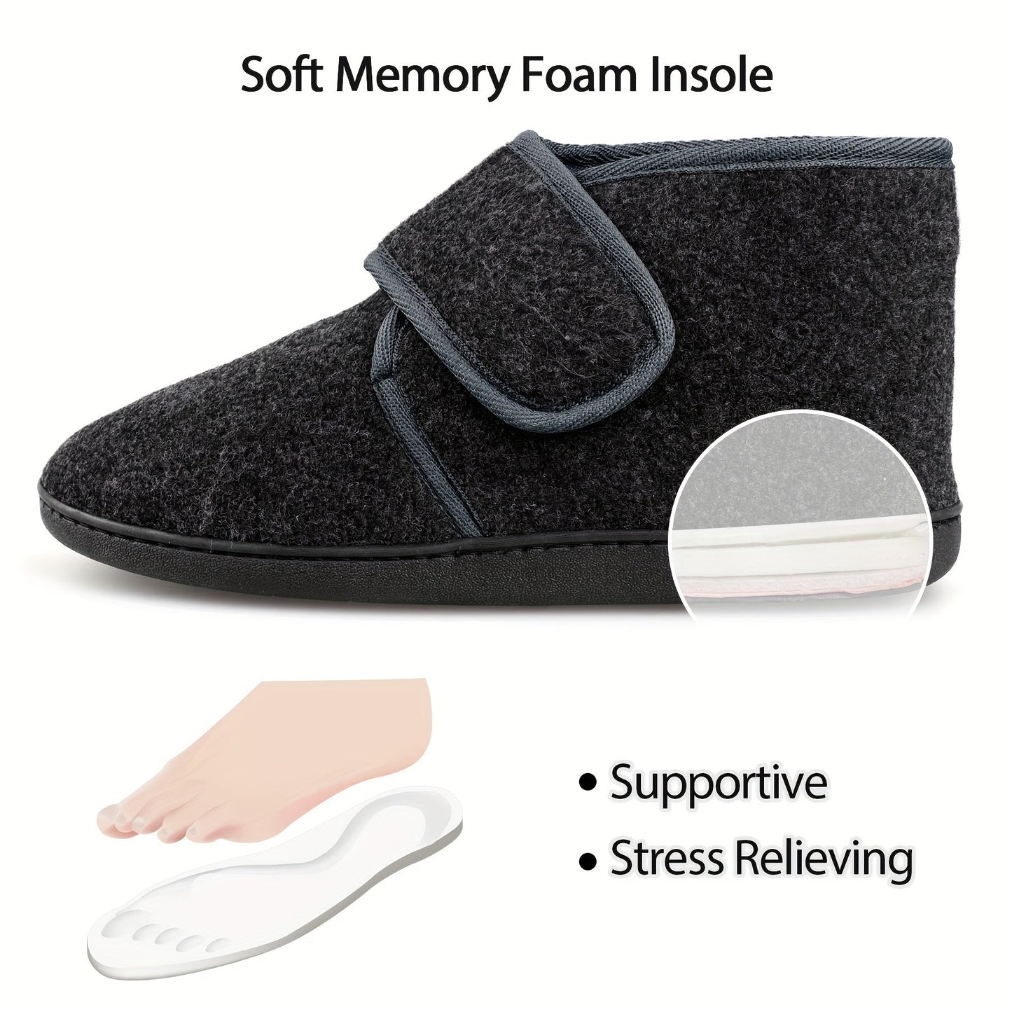 Men’s Comfy Slippers with Adjustable Velcro Strap